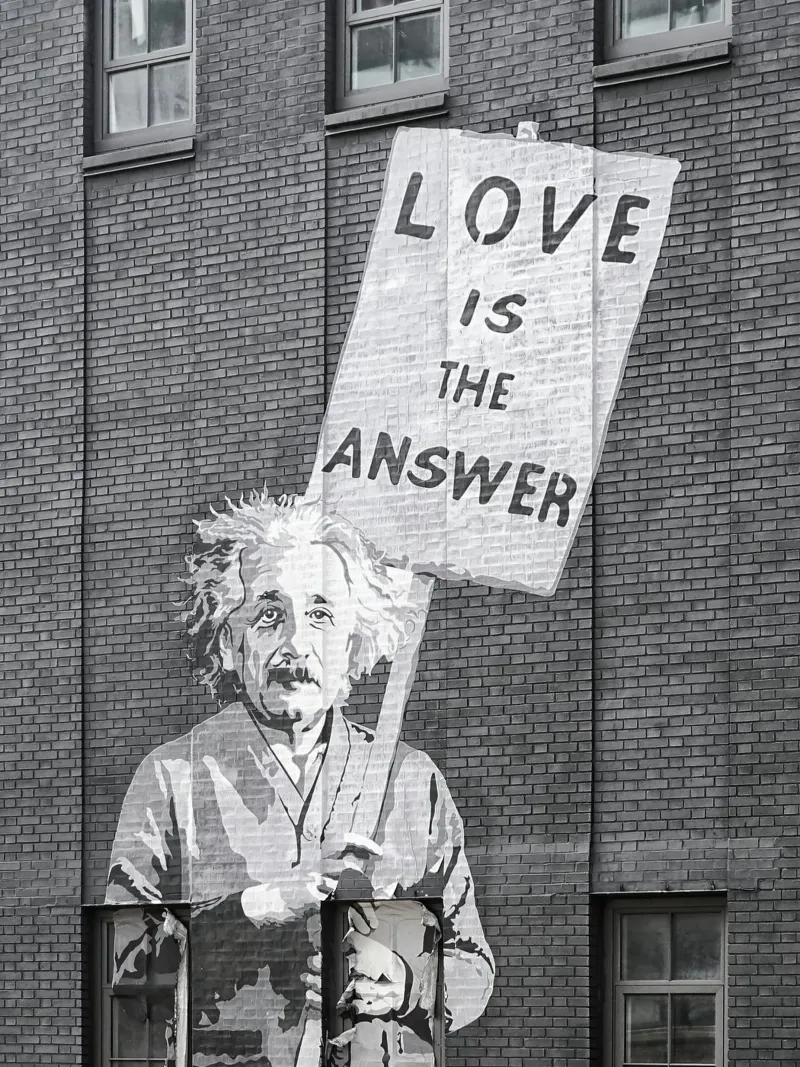 Einstein - Love Is The Answer poster con telaio in plastica da Autofocus
