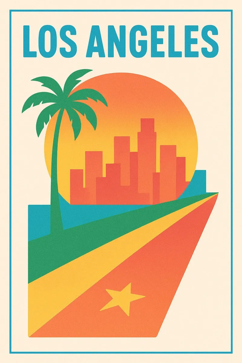 Un viaggio retrò a Los Angeles pellicola backlit da JETLAG | affiches voyage