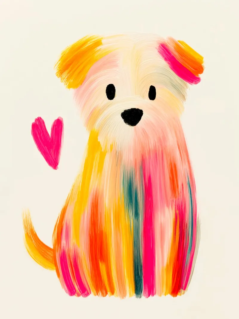 Piccolo cane colorato carta hahnemühle da Giggly Colors