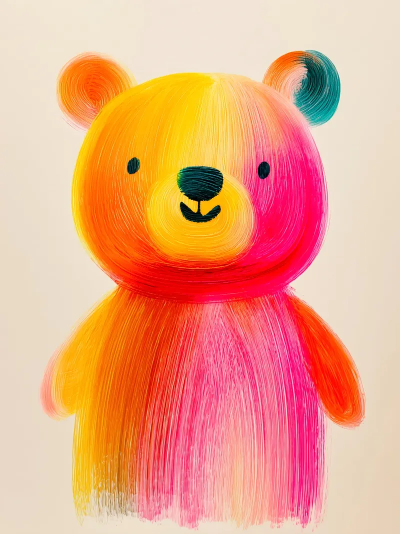 Piccolo orso colorato alluminio dibond da Giggly Colors