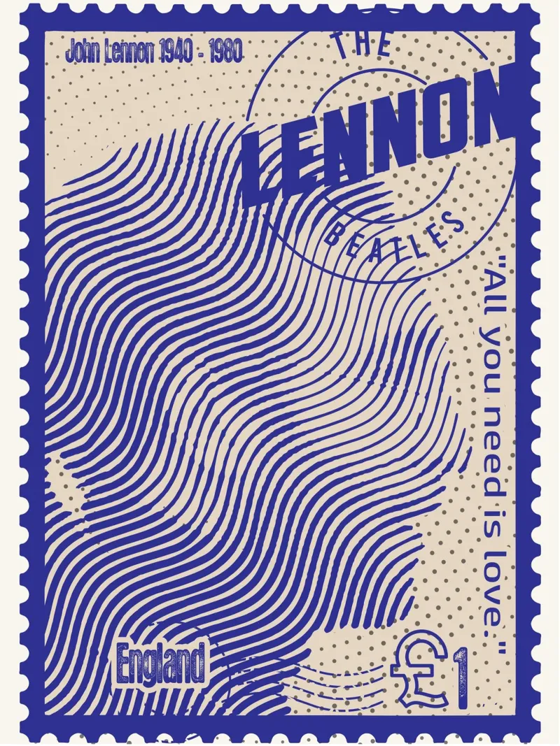 John Lennon Francobolli arte poster da Doa Project