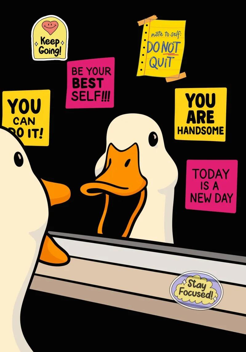 Motivational Duck Looking in Mirror carta hahnemühle da ramosashop