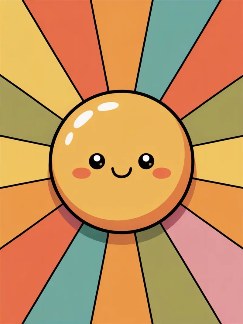 Illustrazione del sole sorridente con raggi retrò colorati pellicola backlit da logic