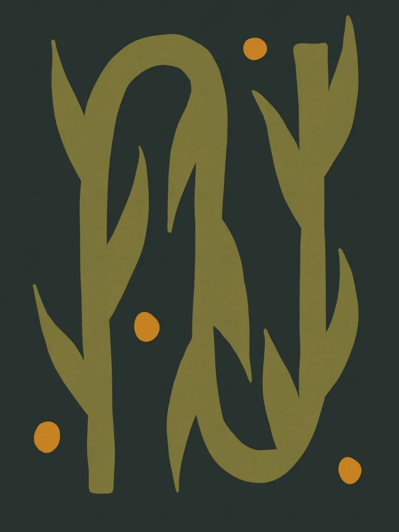 Feuille d'automne abstraite boho art vert noir jaune poster de This Wild Soul - Illustration