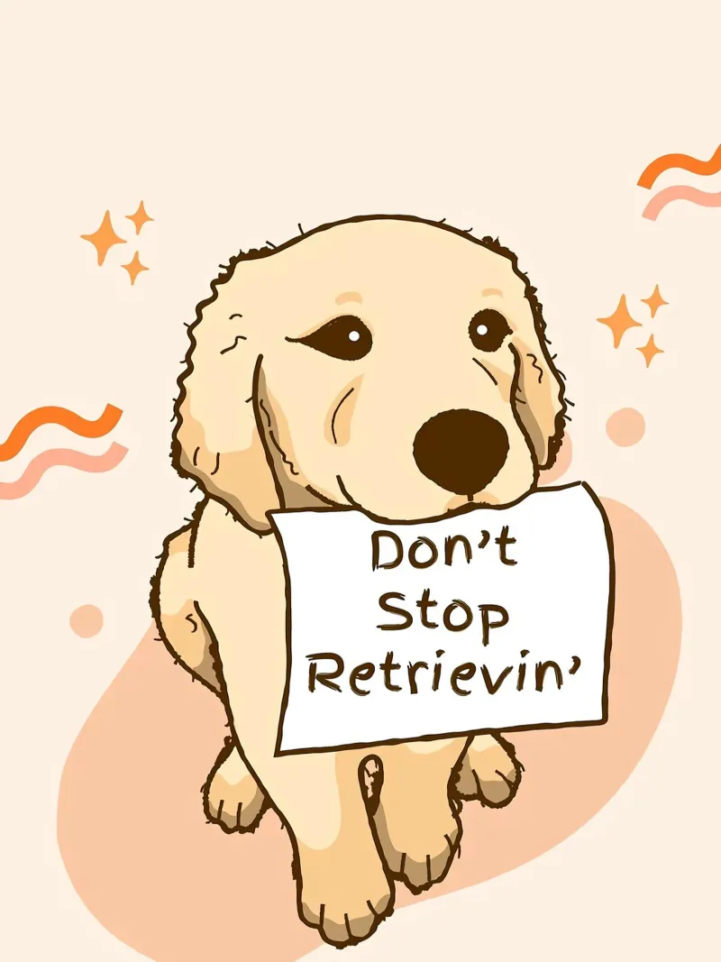 Cartone animato del cane "Don't Stop Retrievin pellicola backlit da Liam Johnson
