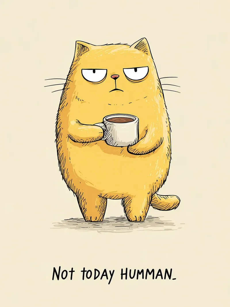 Grumpy Cat mit Kaffee Hahnemühle von Liam Johnson