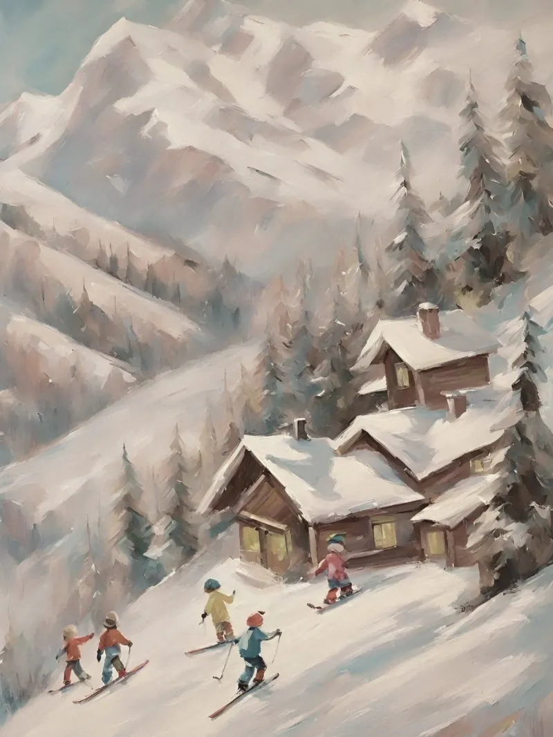 Sciatori invernali davanti a rifugi innevati plexiglass da Cozy Vibes