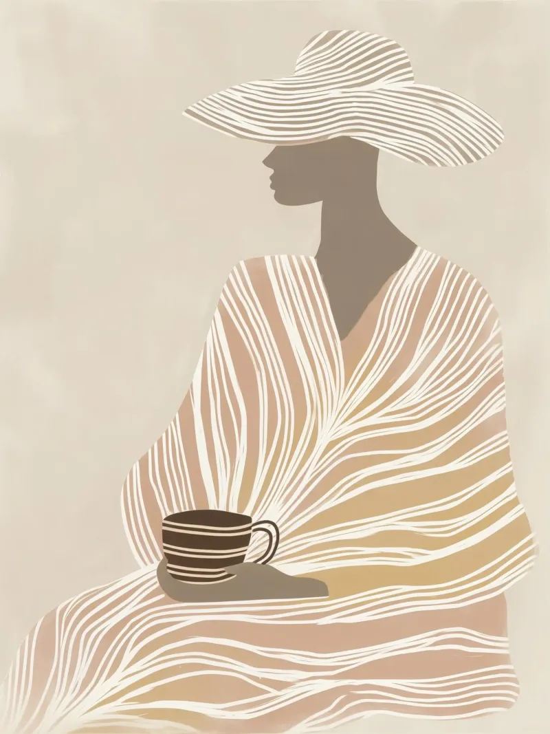 Latte | Lineart in beige e marrone carta hahnemühle da Autofocus