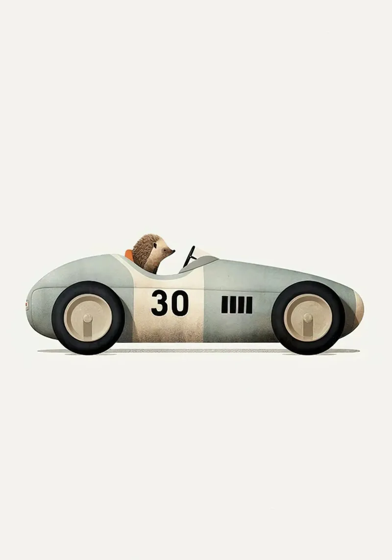 Hérisson dans une voiture jouet hahnemühle de Emil Art Studio
