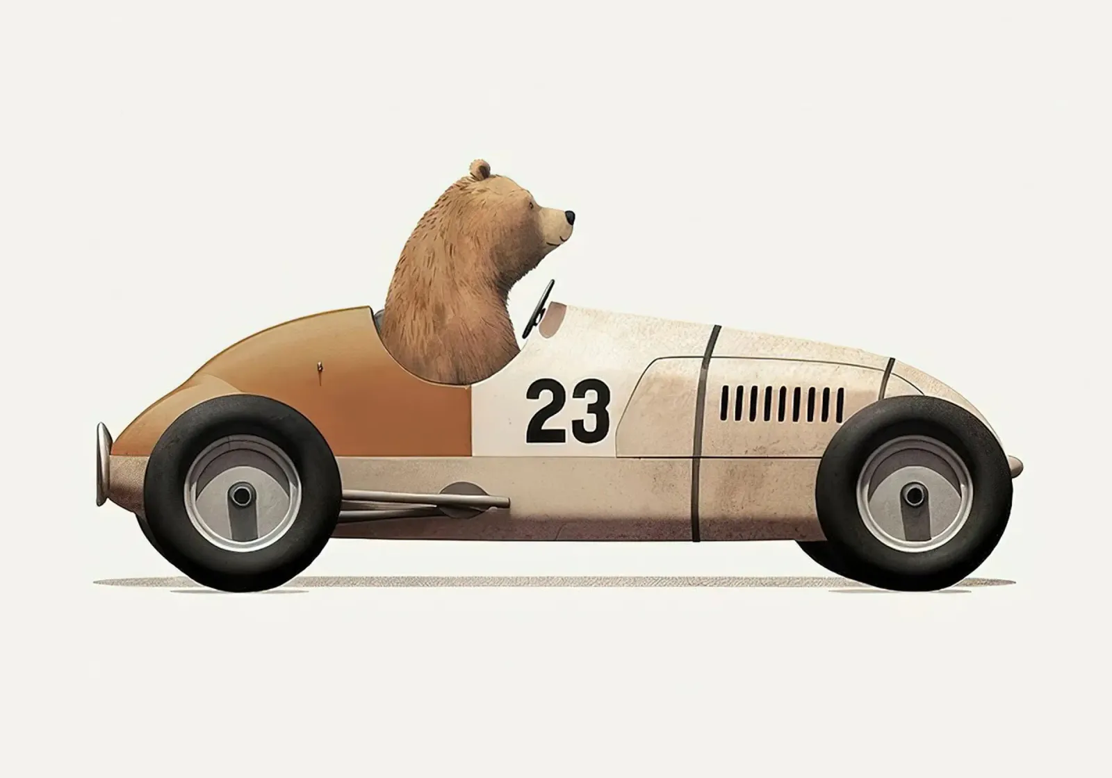 Orso in auto giocattolo pellicola backlit da Emil Art Studio