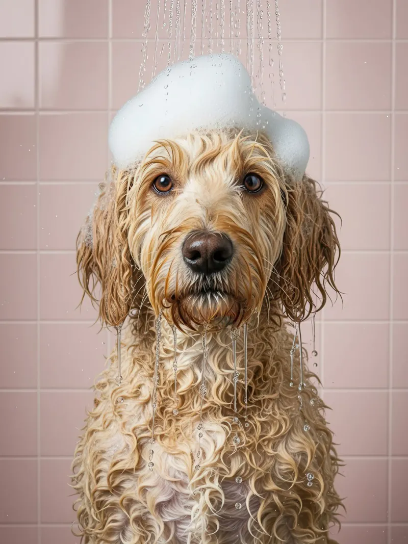 Wet Dog Taking Shower pellicola backlit da Attaboy Dsgn