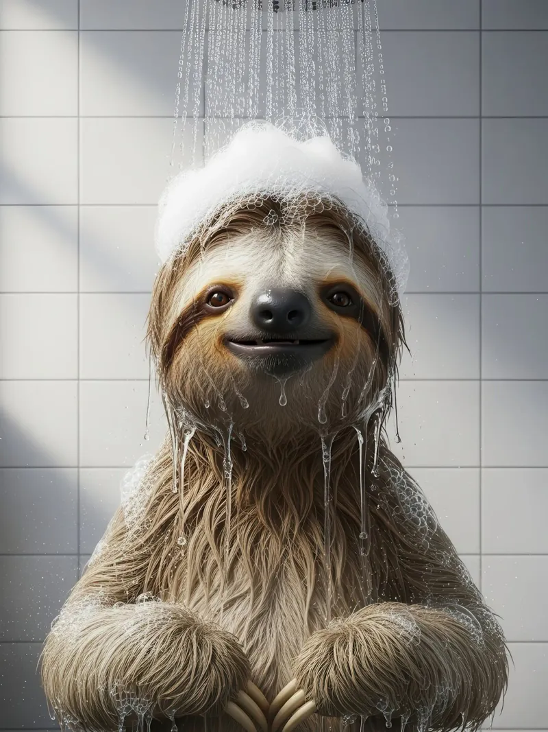 Sloth Taking Shower pellicola backlit da Attaboy Dsgn