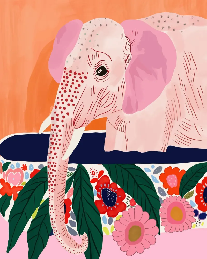 Journée de spa pour les éléphants toile de ArtsySesta
