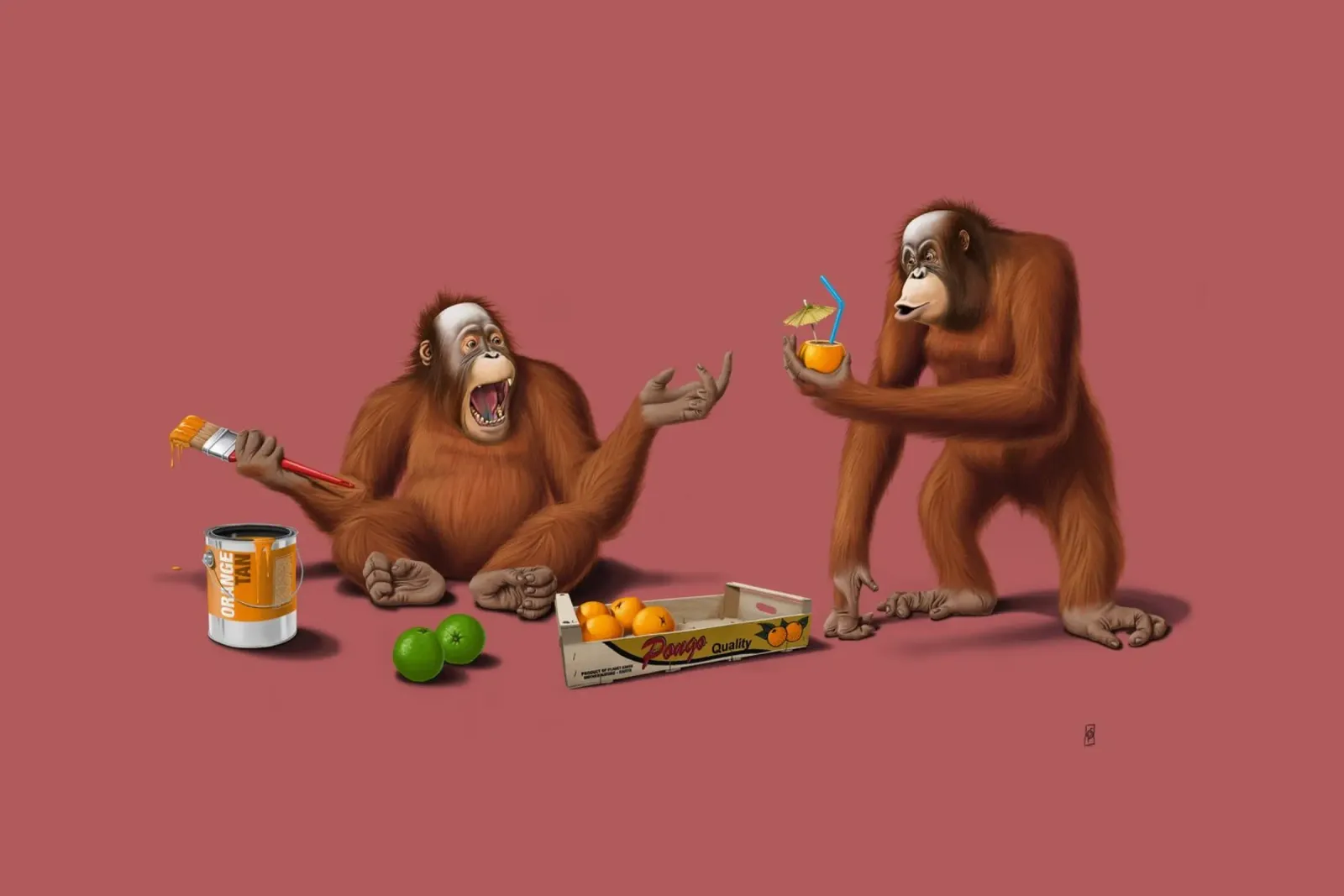 Orange Man (Colour) poster con telaio in plastica da Rob Art | Illustration