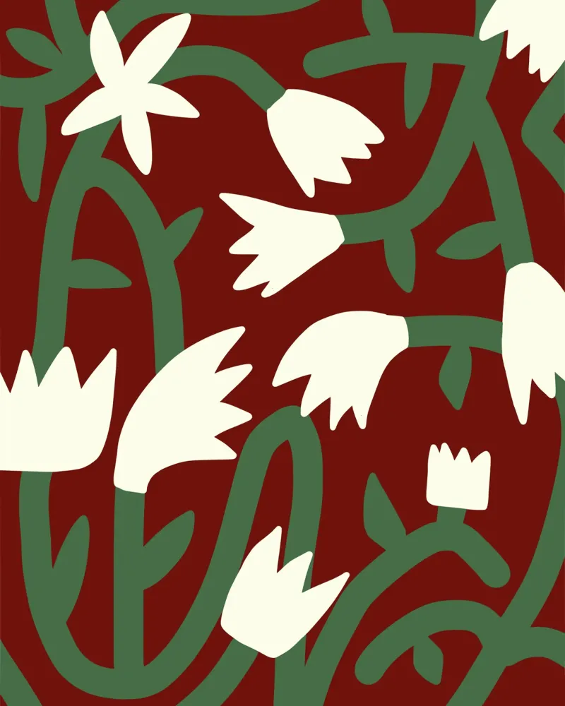 Retro flower pattern x canvas by Little Dean