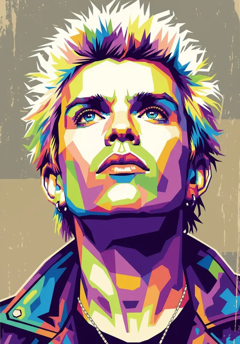 Billy Idol ritratto in stile pop art pellicola backlit da Hantamrata