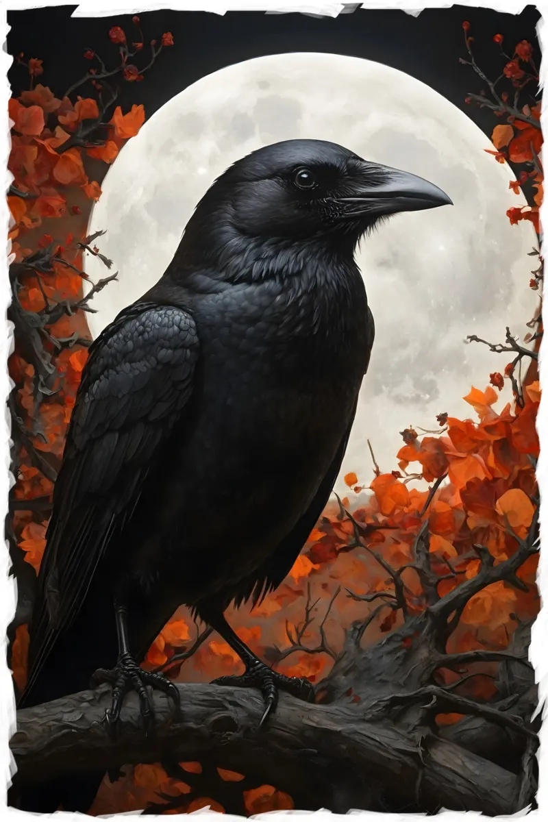 Raven under the Full Moon canvas by Eva Nev