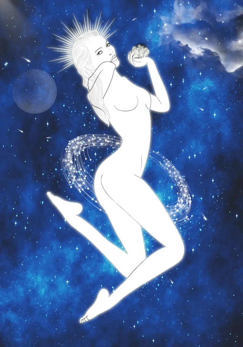 DEA DELLA GALASSIA poster con telaio in alluminio da ARTOMATIC