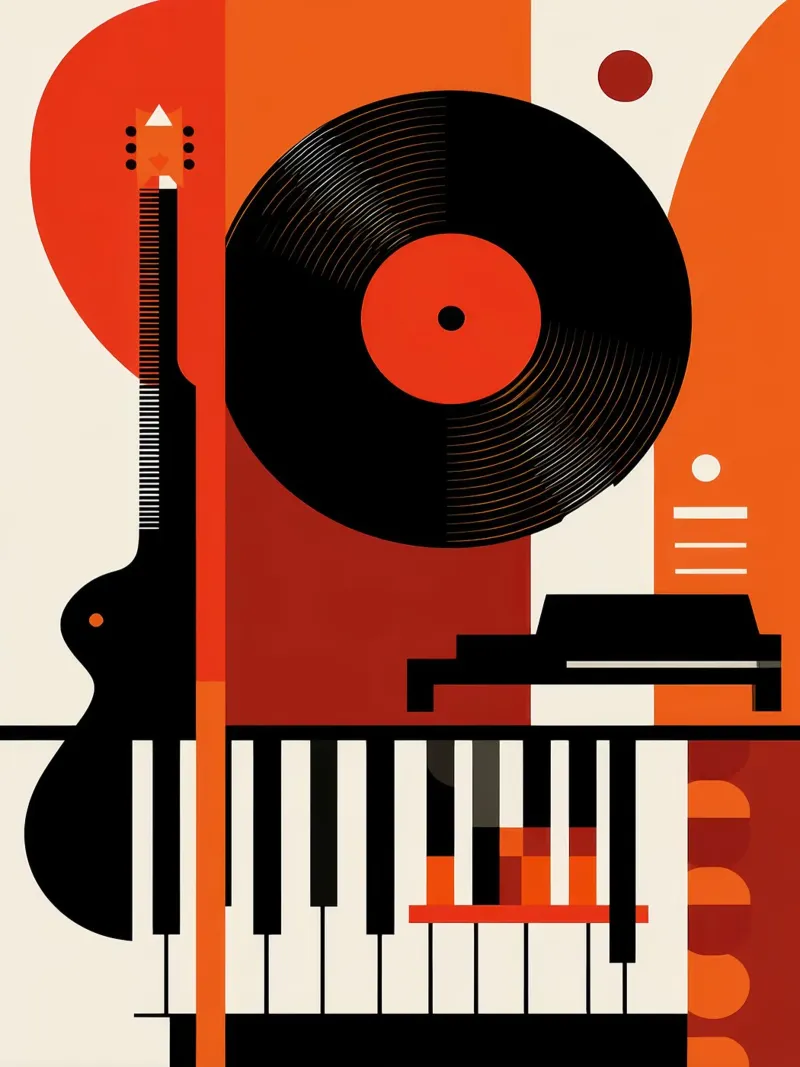 Abstract Musical Instruments Composition canvas by VintageShop