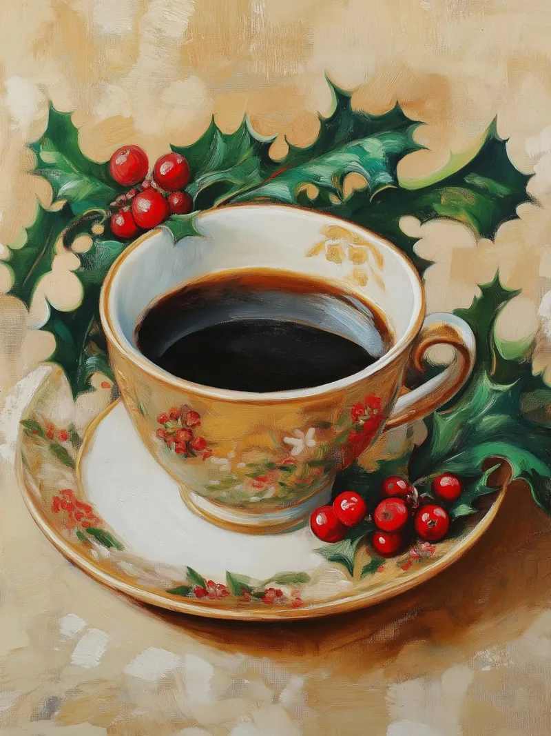 Caffè di Natale - Tazza festiva con agrifoglio pellicola backlit da Cozy Vibes