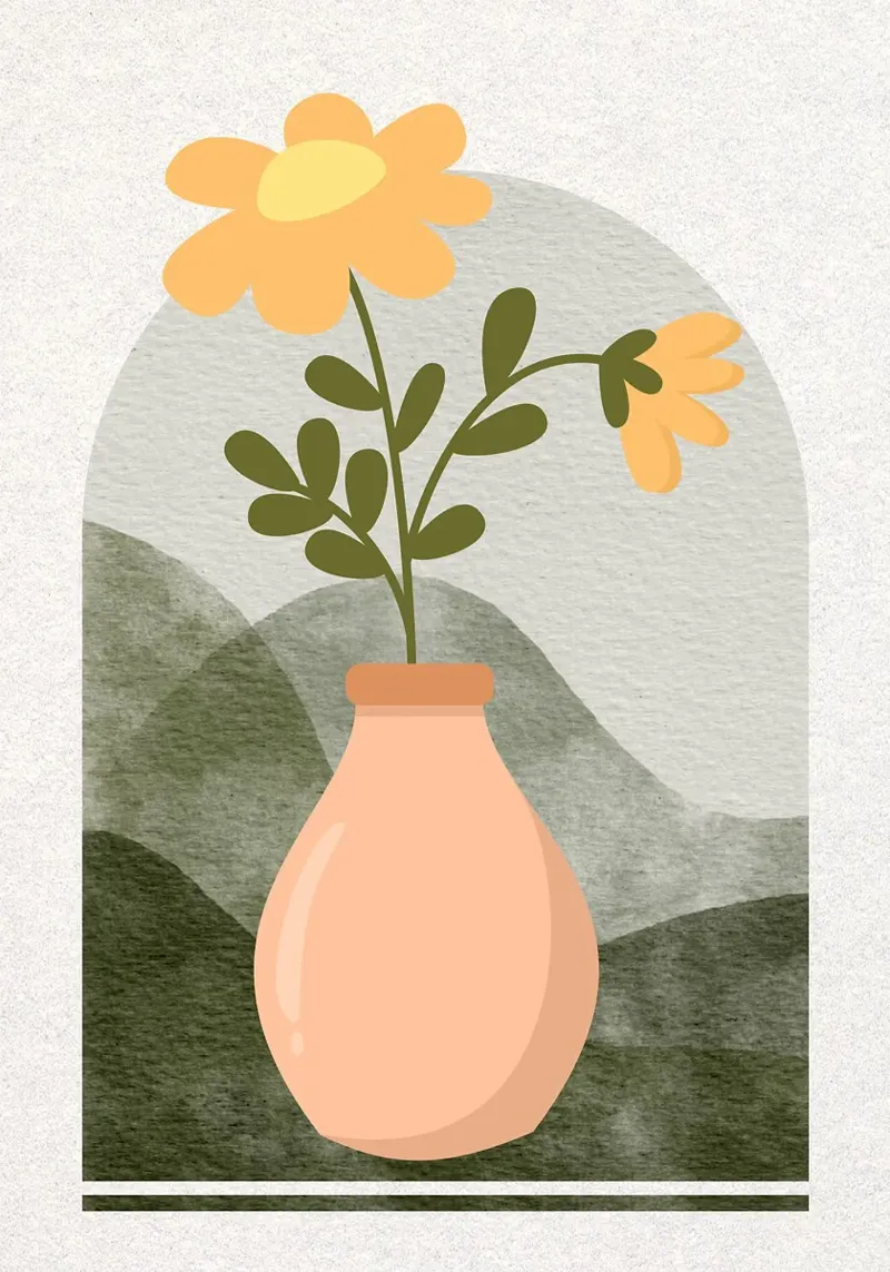 Illustrazione di un fiore in un vaso pellicola backlit da Charlotte Gagnon