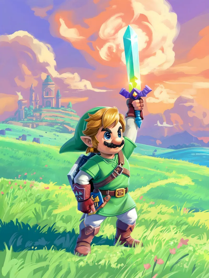 Super Mario Bros x Link from The Legend of Zelda plexiglass da Stellar Creative