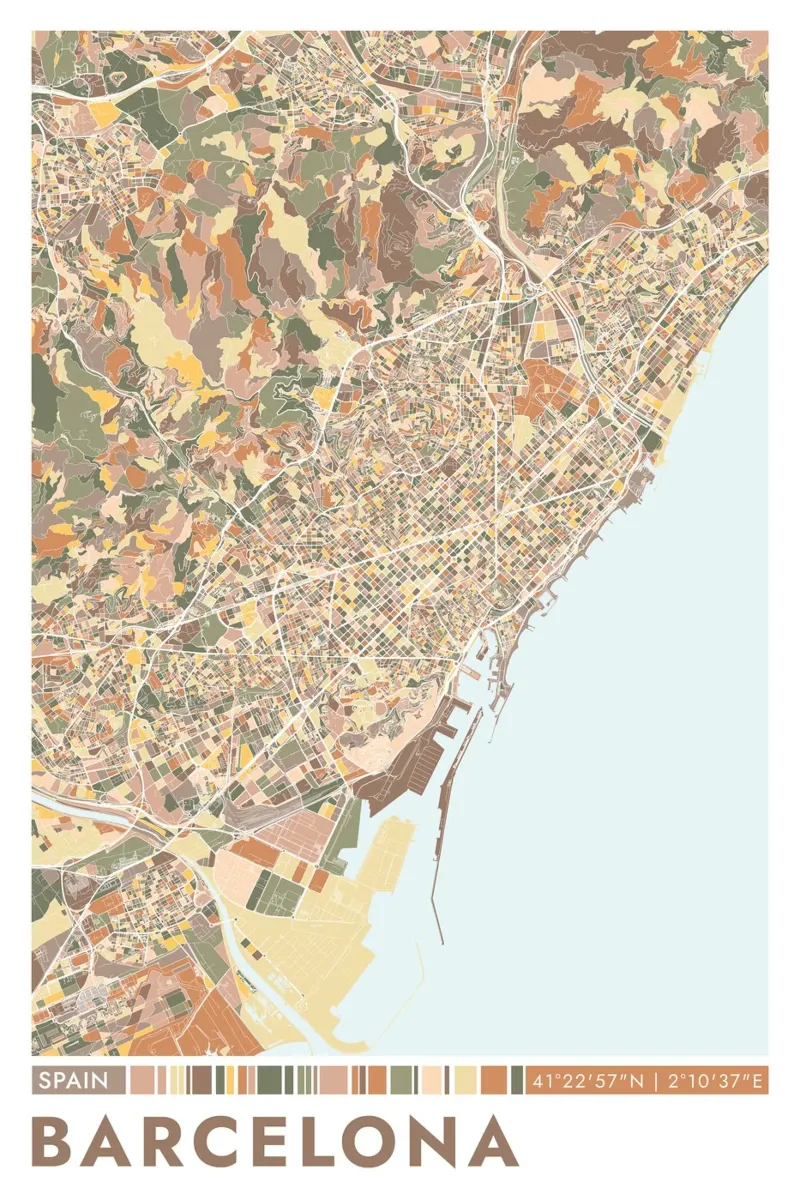 Barcellona Città carta hahnemühle da CityMapPoster