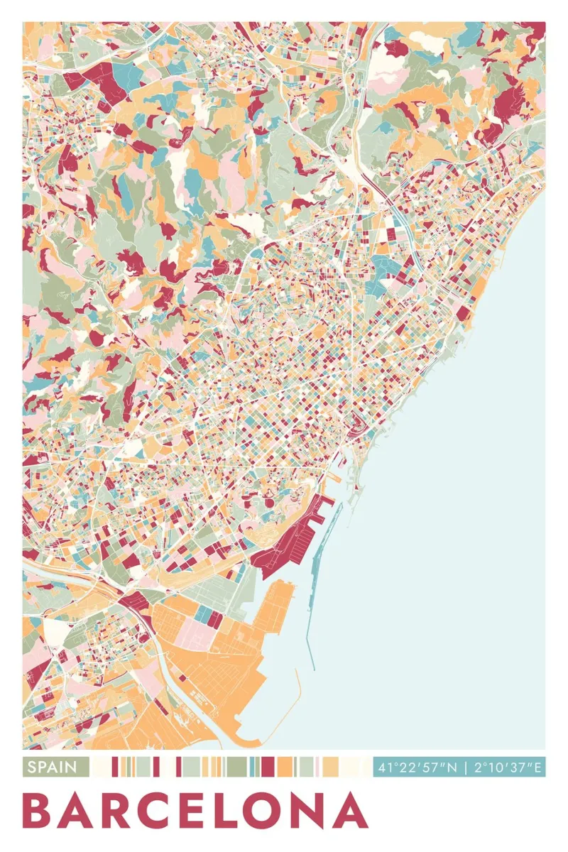 Città Barcellona carta hahnemühle da CityMapPoster