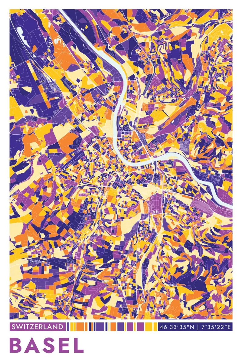 Poster di Basilea carta hahnemühle da CityMapPoster