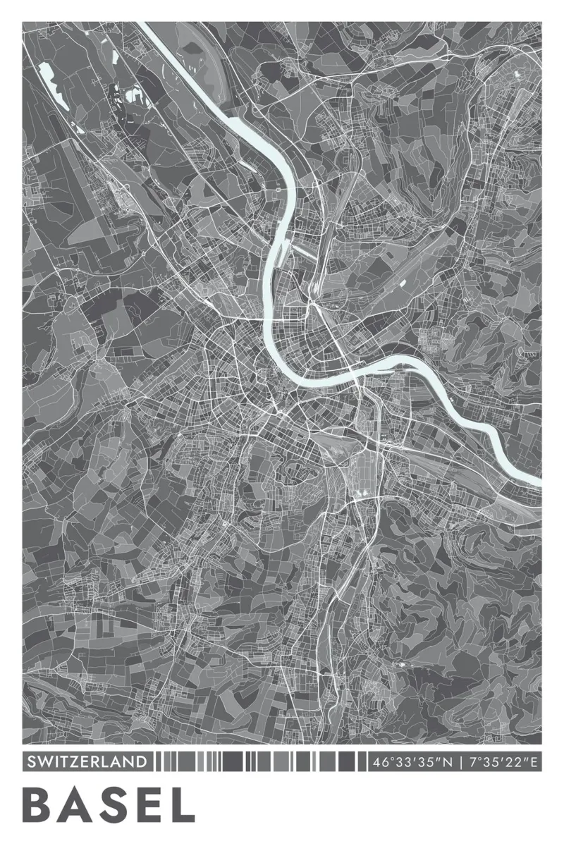 Murale di Basilea carta hahnemühle da CityMapPoster