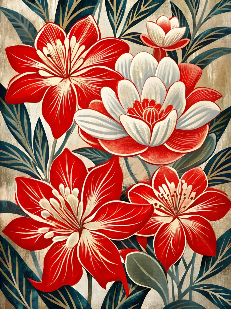 Sinfonia floreale in rosso e bianco carta hahnemühle da Artistic-shop