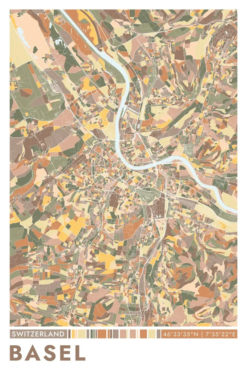 Basilea Città carta hahnemühle da CityMapPoster
