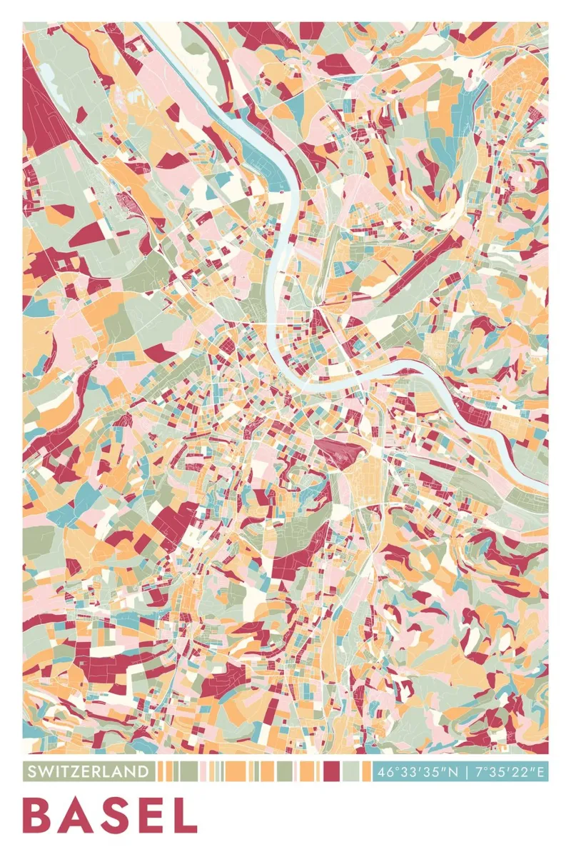 Città di Basilea carta hahnemühle da CityMapPoster