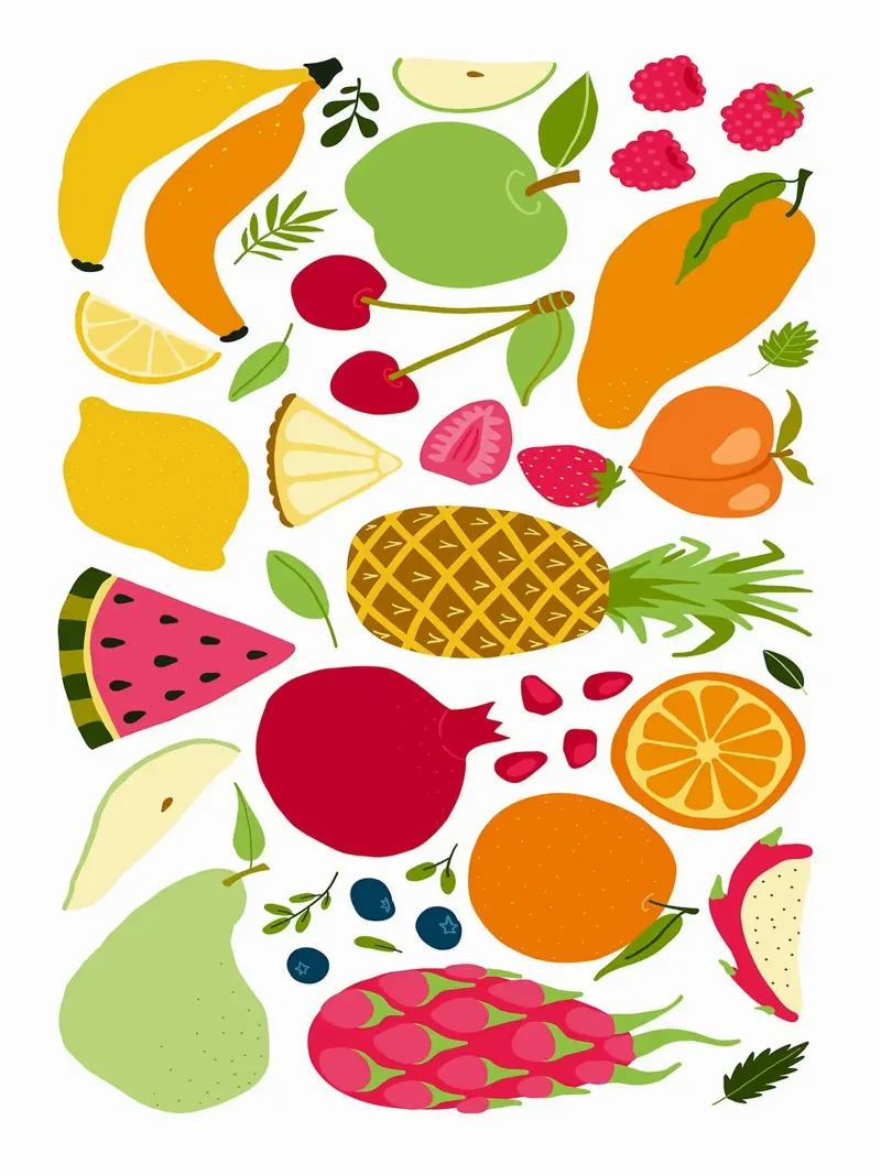 Assortimento colorato di frutta fresca plexiglass da Benjamin Tremblay