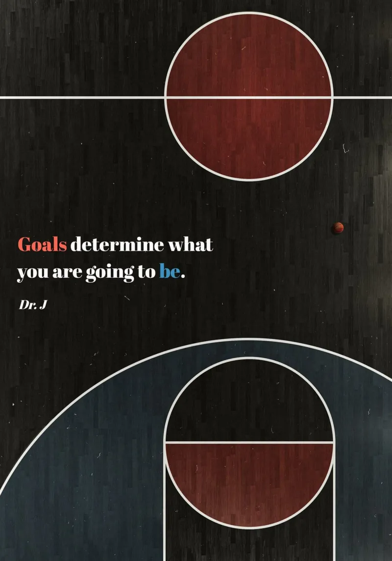 Dr J - Basketbal poster met kunststof frame van athlete.art