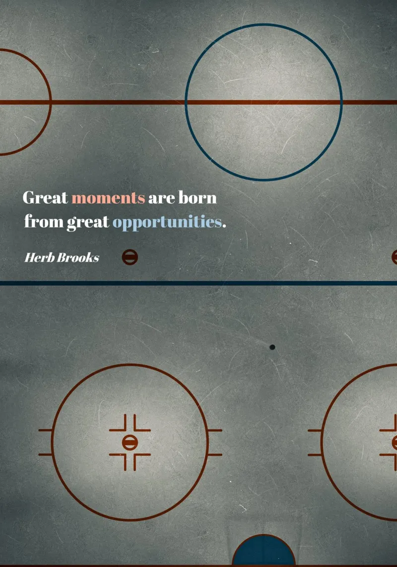 Herb Brooks - IJshockey poster met aluminium frame van athlete.art