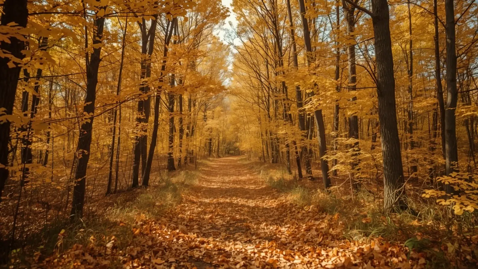 Chemin forestier d'automne avec feuillage jaune hahnemühle de DesignDoodle