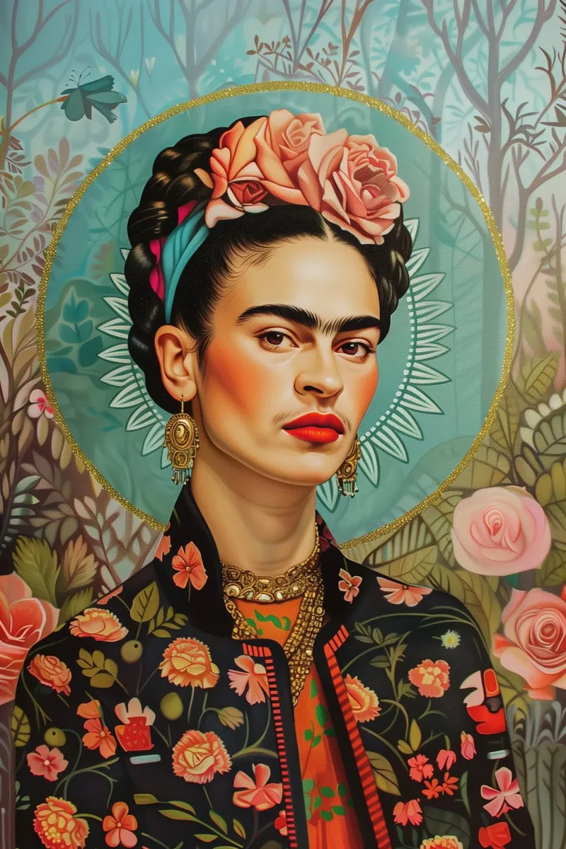Frida self-portrait of colours backlit film by Carinaprint