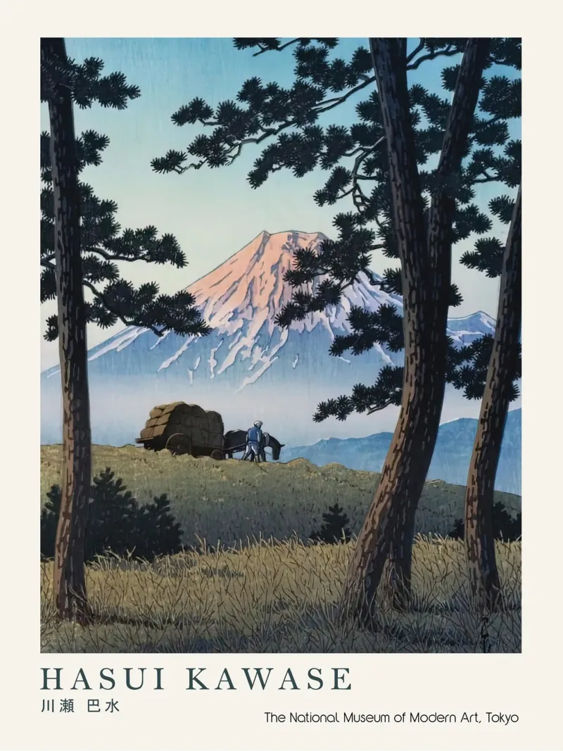 Hasui Kawase Monte Fuji, xilografía japonesa metacrilato de Bakara