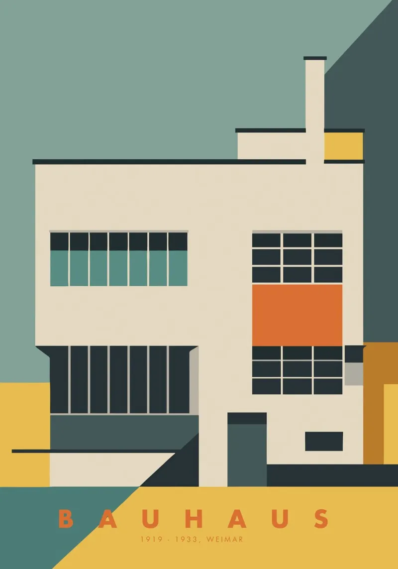 Bauhaus Architecture, Abstract Mid-Century Print canvas by Bakara