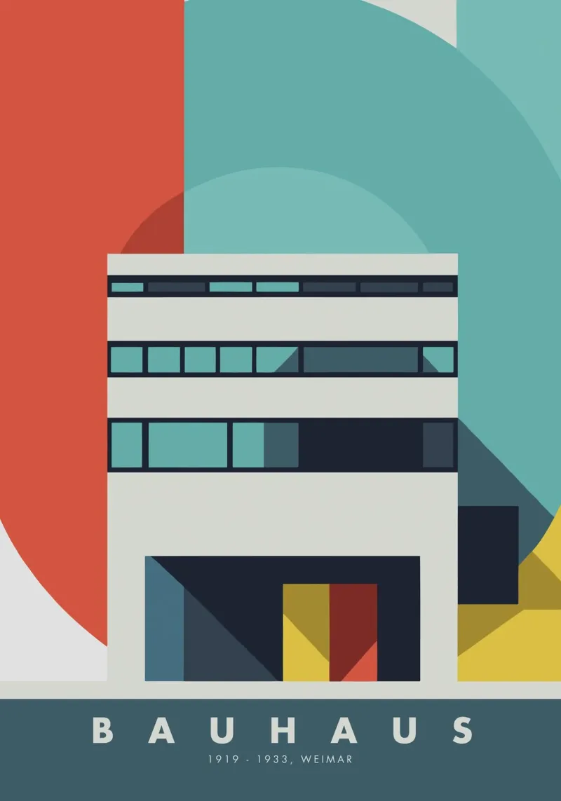 Bauhaus Architecture, Geometric Abstract Art canvas by Bakara