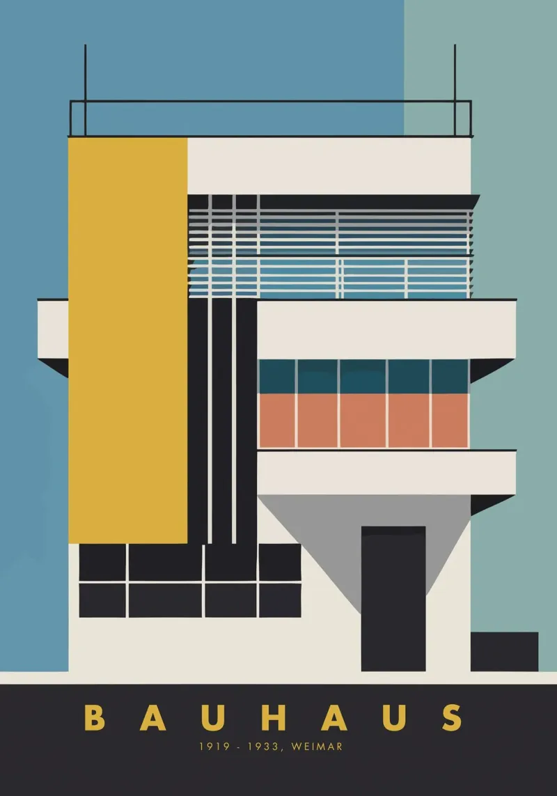 Bauhaus Architecture, Abstract Mid-Century Print canvas by Bakara