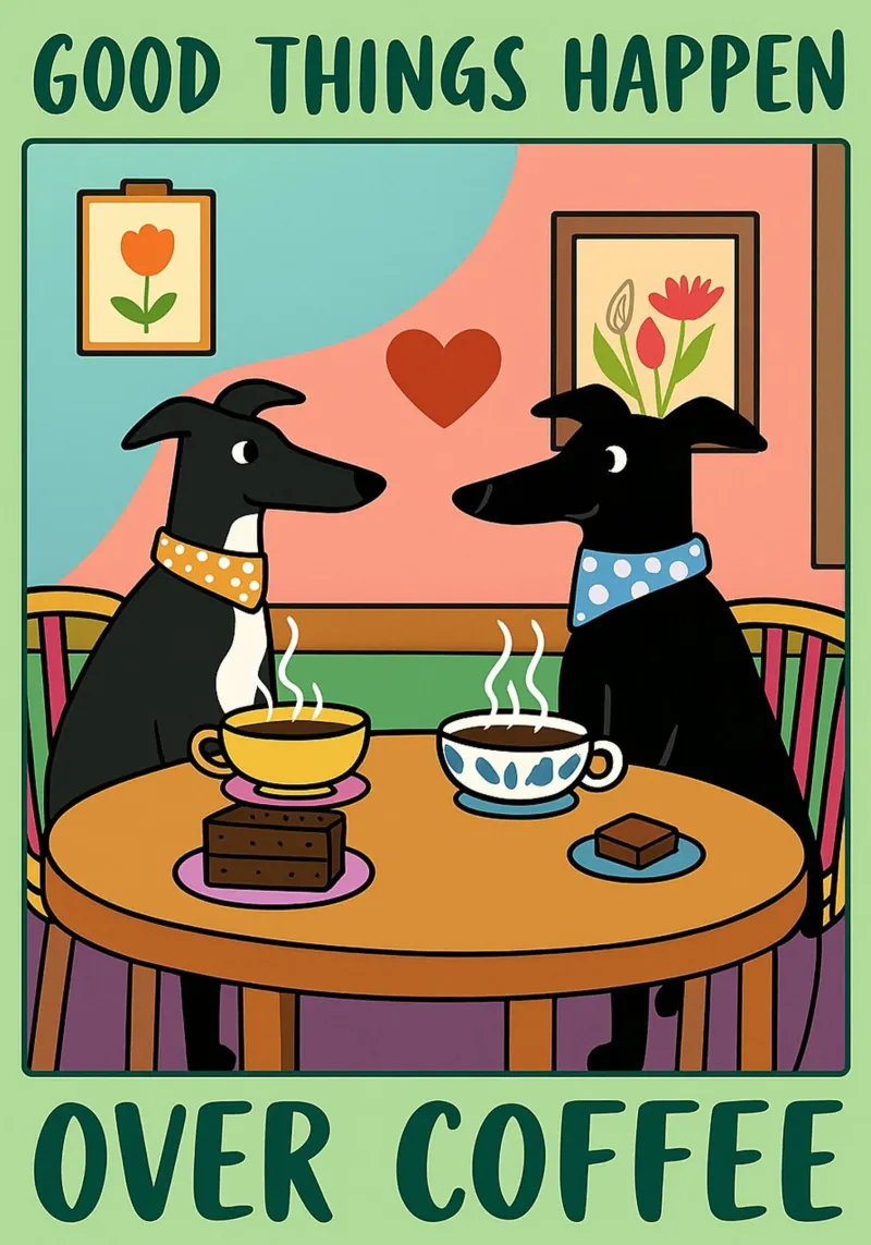 le cose belle succedono davanti a un caffè disegno divertente di un cane pellicola backlit da dahlianz