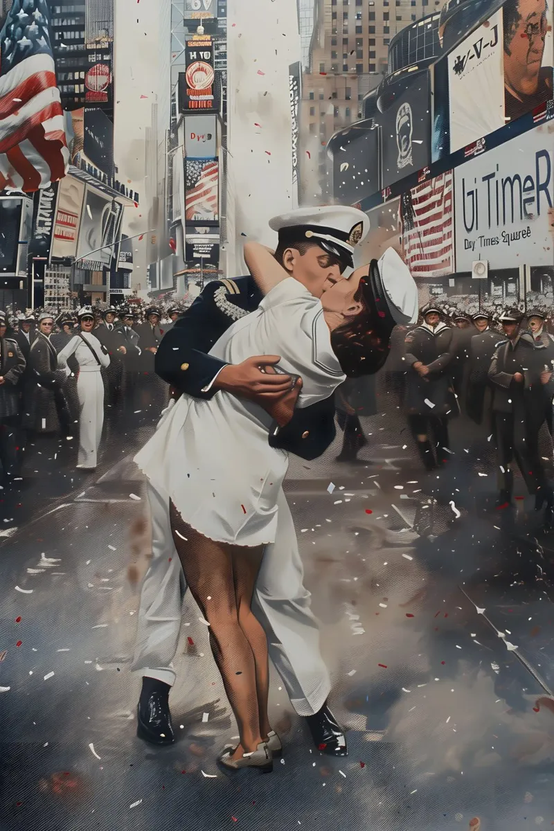 Un bacio iconico a Times Square pellicola backlit da M-Ulrich-Digital Art