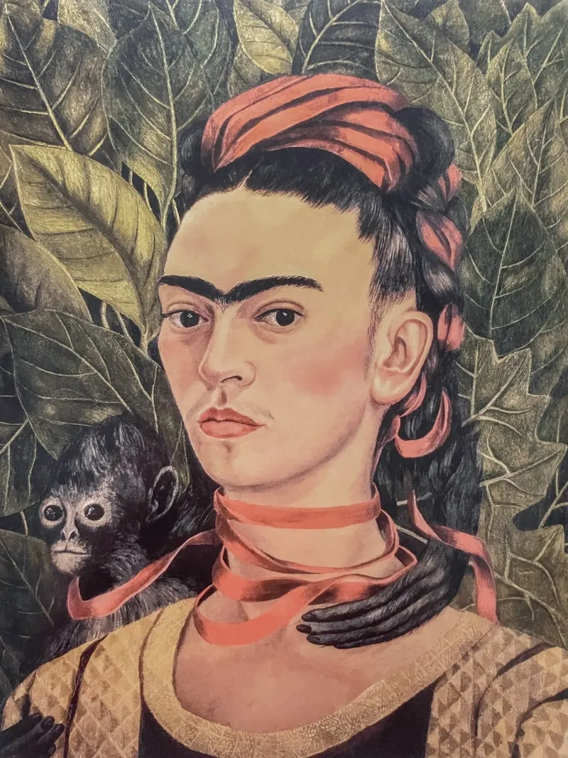 Ritratto di Frida Kahlo con scimmia pellicola backlit da Carinaprint