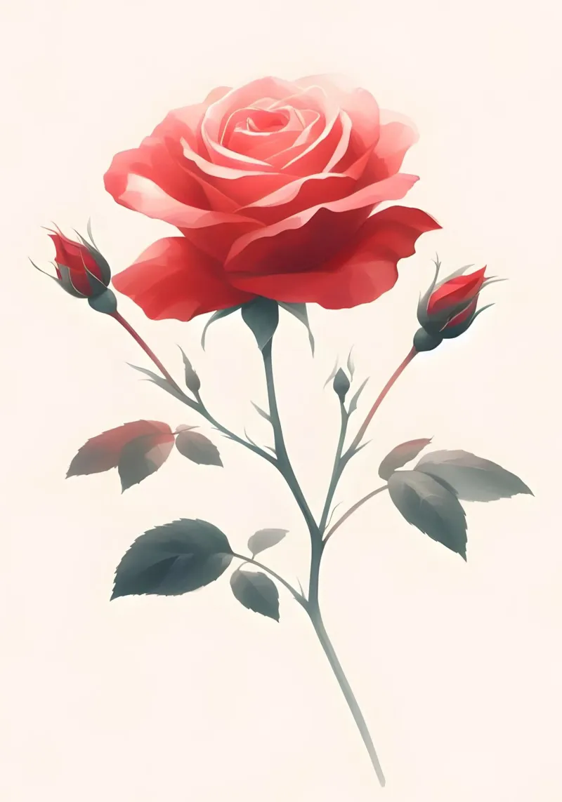 Pittura digitale minimalista di fiori di rosa pellicola backlit da Bloom And Brush