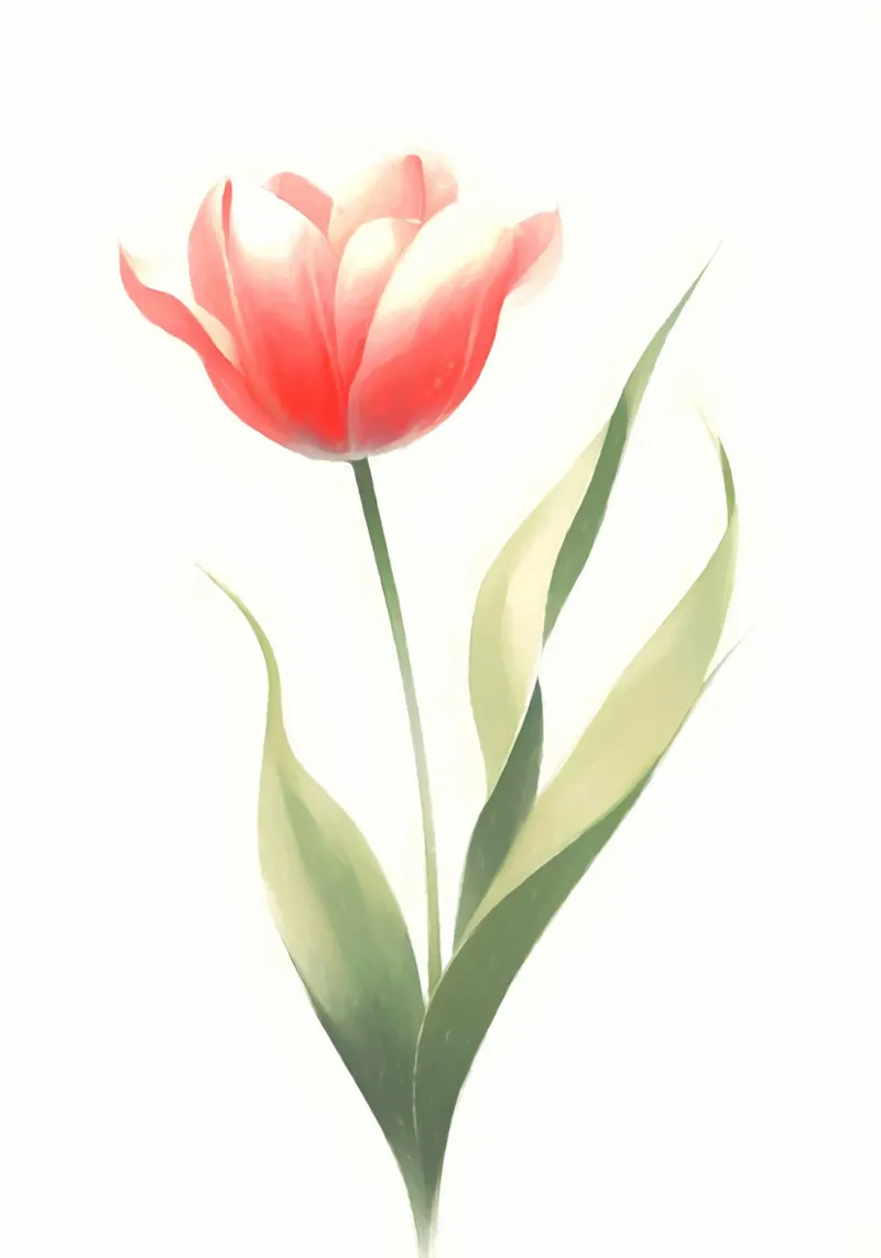 Pittura digitale minimalista di fiori di tulipano pellicola backlit da Bloom And Brush