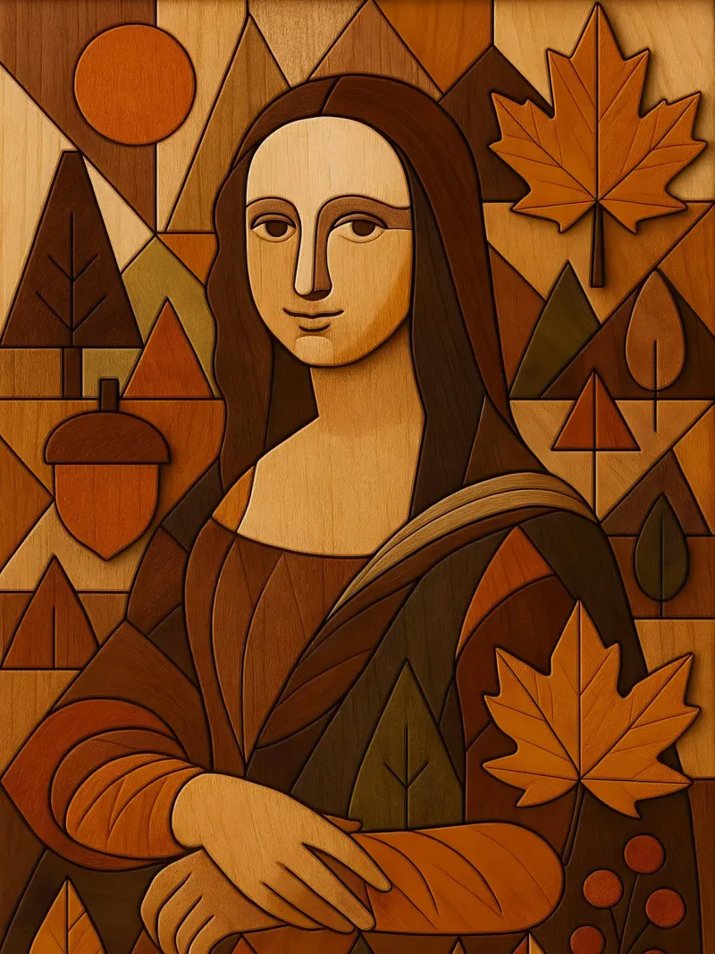 Monna Lisa in legno intagliato alluminio dibond da ARTOMATIC