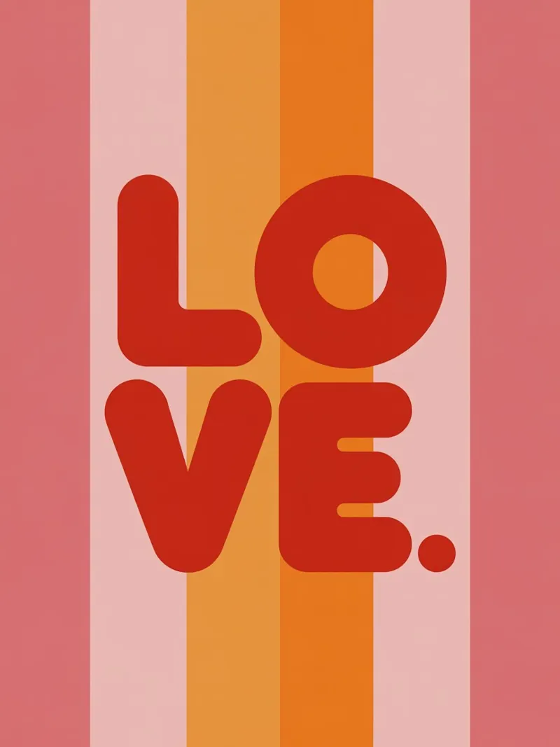 Poster d'amore rétro - Tipografia rossa su strisce colorate pellicola backlit da logic