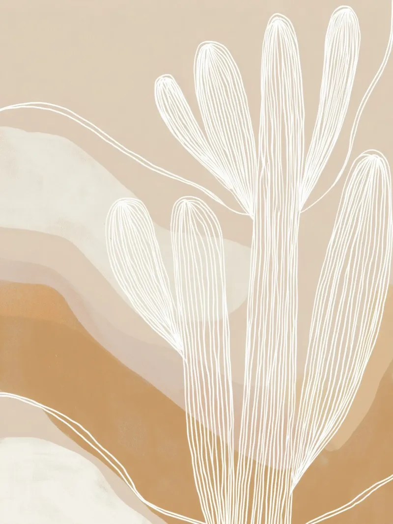 Giardino di cactus Boho | Lineart in marrone e beige pellicola backlit da Autofocus